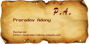 Preradov Adony névjegykártya